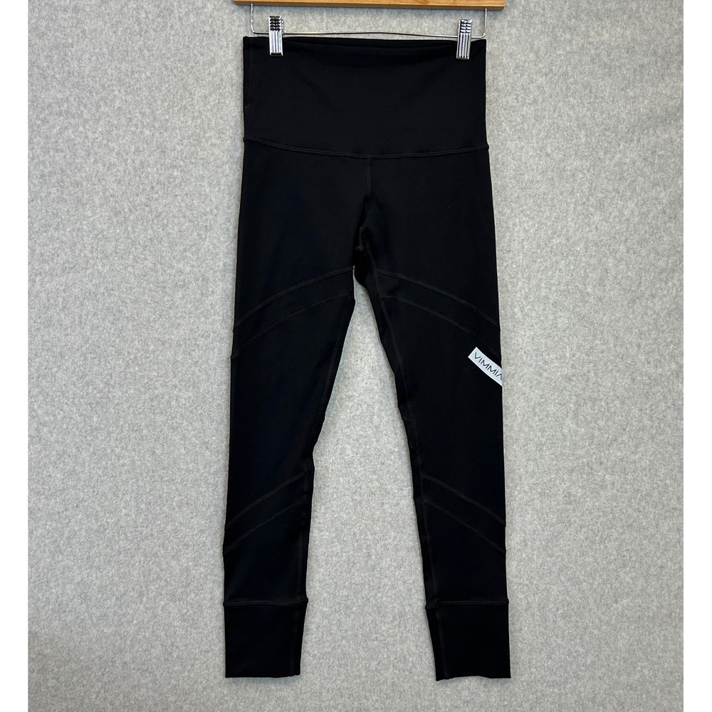 VIMMIA Small Crop Leggings Black Athletic High Waist Compression Seam Detail